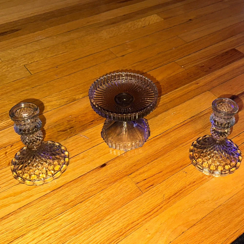 Elegant Glass Candle Holders Set - Picture 1 of 1